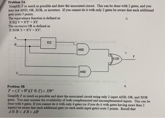 Solved Problem 3A Simplify F as much as possible and draw | Chegg.com