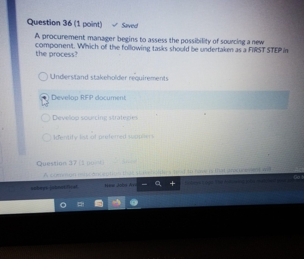 Solved Question 36 (1 Point) Saved A Procurement Manager | Chegg.com