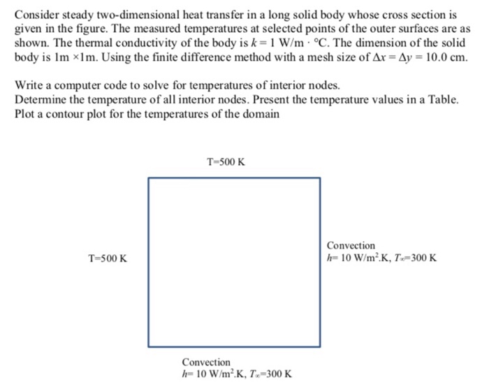 Consider steady two-dimensional heat transfer in a | Chegg.com