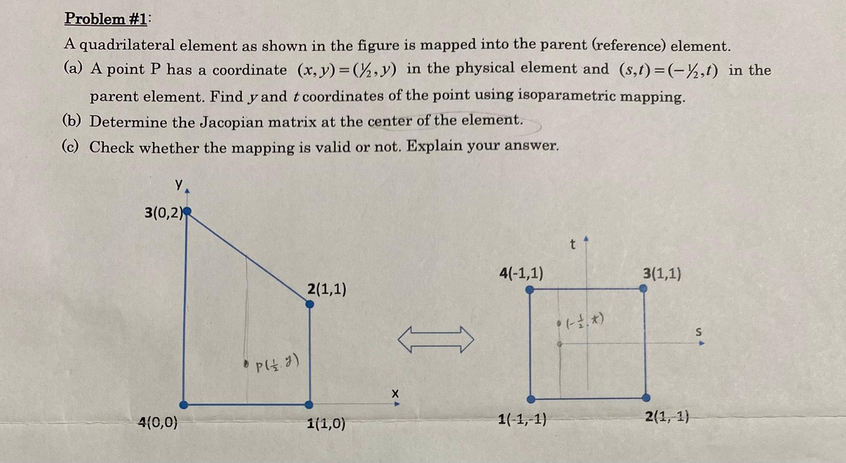 Solved Problem #1: A quadrilateral element as shown in the | Chegg.com