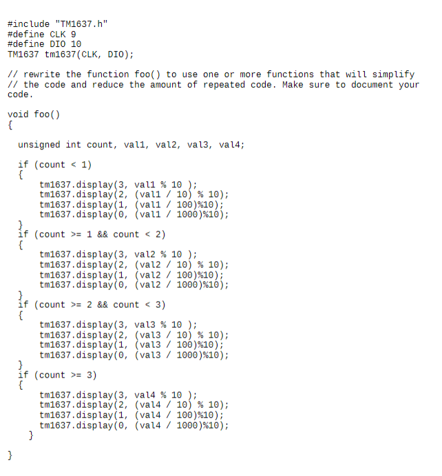 Solved rewrite the function foo() to use one or more | Chegg.com