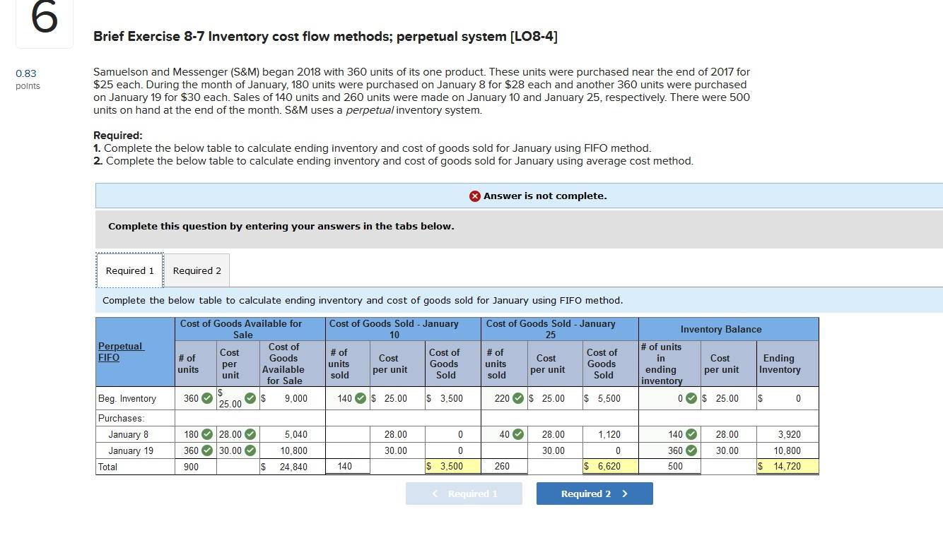 Solved Brief Exercise 8-7 Inventory cost flow methods; | Chegg.com