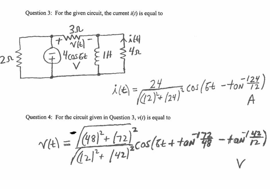 Solved Question 3 For The Given Circuit The Current Iſt Chegg Com