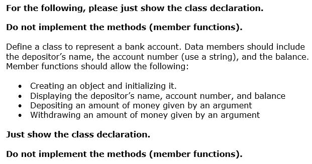 Solved For the following, please just show the class | Chegg.com