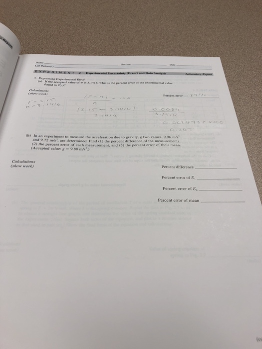 exPERIMENT Experimental Uncertainty (Error) and Data | Chegg.com