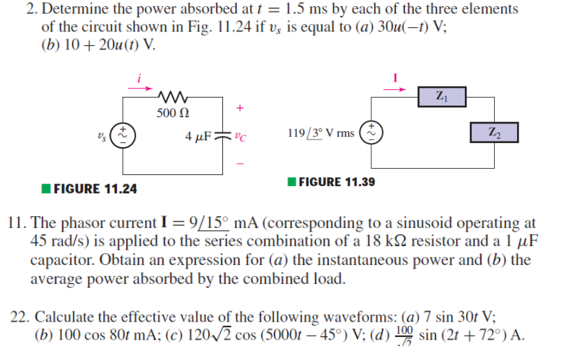 Solved 2. Determine the power absorbed at t = 1.5 ms by each | Chegg.com