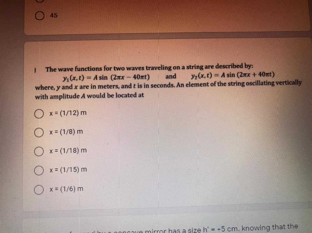 Solved 45 The wave functions for two waves traveling on a | Chegg.com