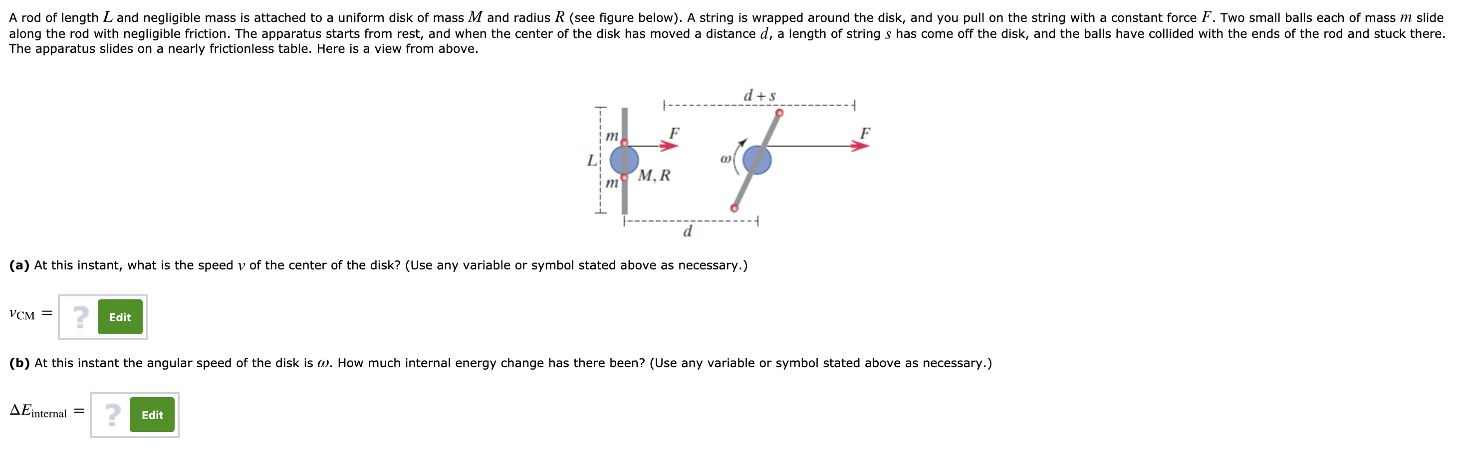 Solved A rod of length L and negligible mass is attached to | Chegg.com