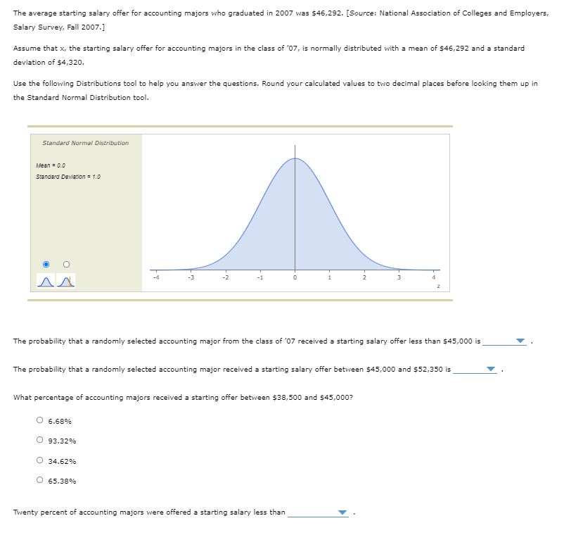 Solved The average starting salary offer for accounting | Chegg.com