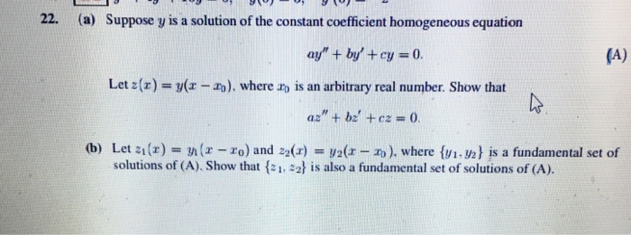 Solved Suppose y is a solution of the constant coefficient | Chegg.com