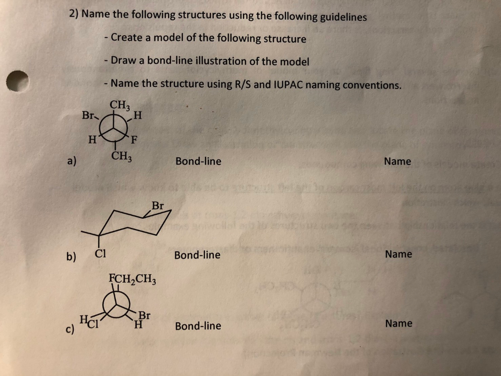 Solved 2) Name The Following Structures Using The Following | Chegg.com