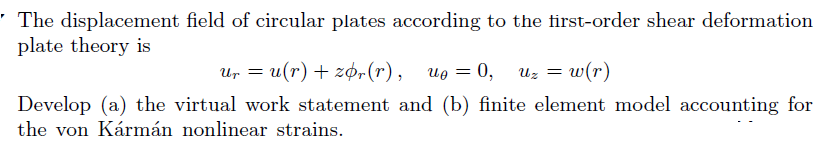 The displacement field of circular plates according | Chegg.com