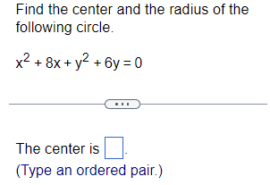 Solved Find the center and the radius of the following | Chegg.com