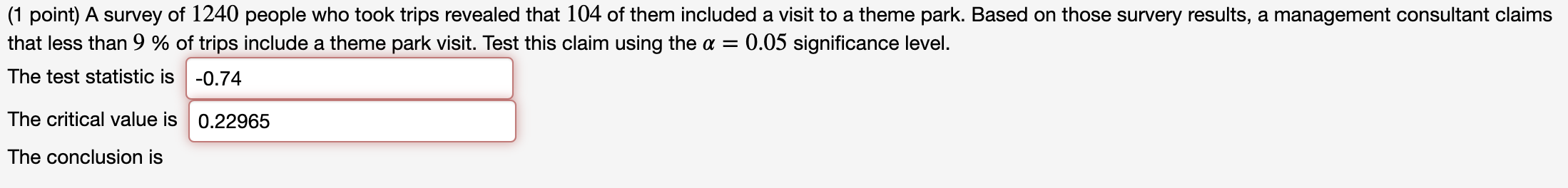 Solved 1 Point A Survey Of 1240 People Who Took Trips Chegg