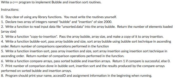 Solved Write a C++ program to implement Bubble Sort and