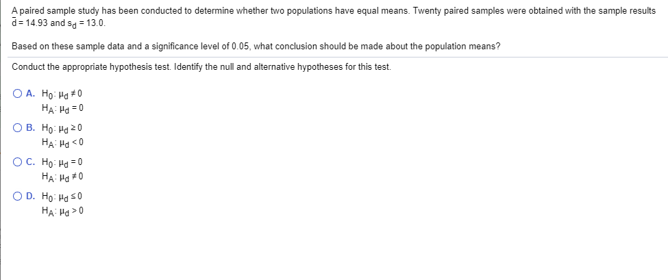 Solved A paired sample study has been conducted to determine | Chegg.com