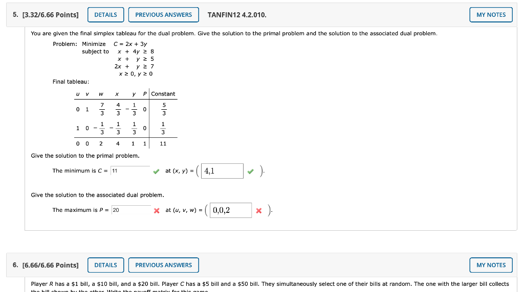 Solved 5. (3.32/6.66 Points] DETAILS PREVIOUS ANSWERS | Chegg.com