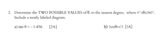 Solved 2. Determine the TWO POSSIBLE VALUES of e, to the | Chegg.com
