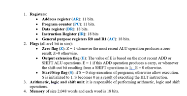 Solved 1. Registers: - Address register (AR)E 11 bits. - | Chegg.com