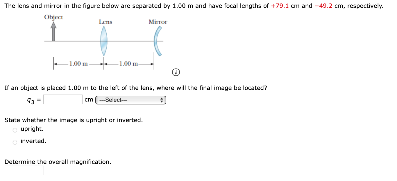 Solved The lens and mirror in the figure below are separated