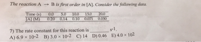 Solved The Reaction A → B Is First Order In IAL Consider The | Chegg.com