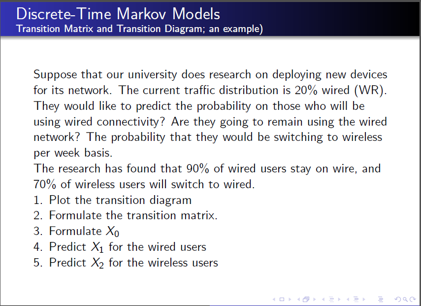Solved Discrete Time Markov Models Transition Matrix and | Chegg.com