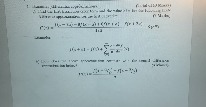 Solved 1. Examining differential approximations. (Total of | Chegg.com