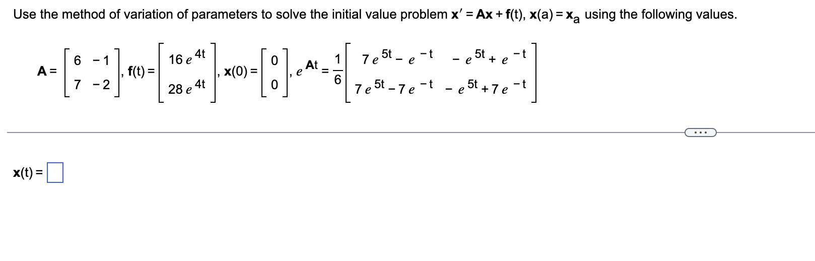 Solved Use The Method Of Variation Of Parameters To Solve | Chegg.com