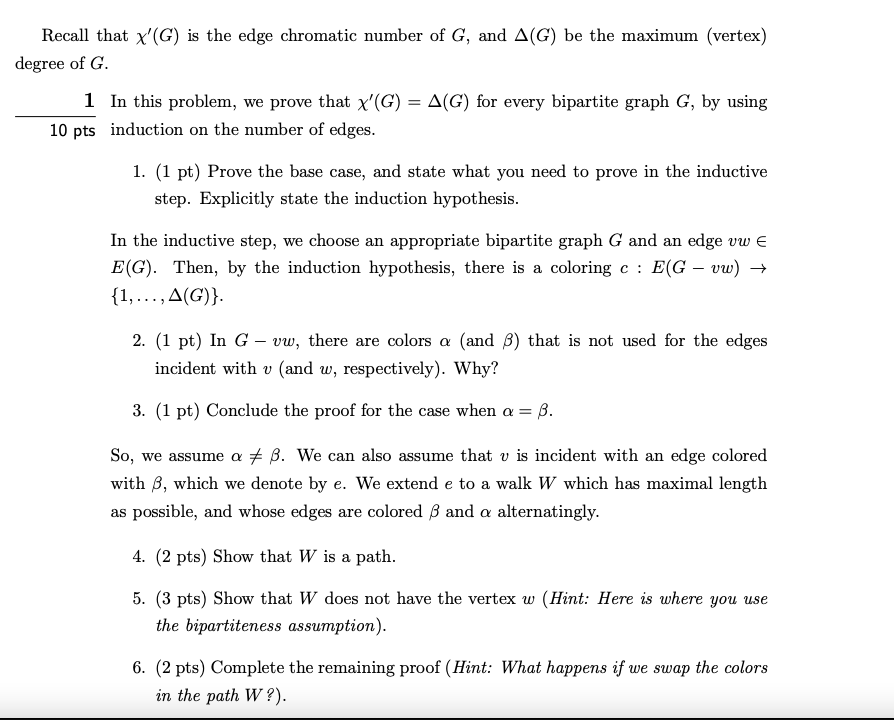 Recall that x'(G) is the edge chromatic number of G, | Chegg.com