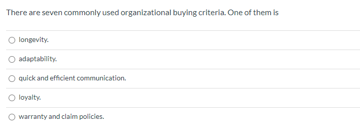 Solved There Are Seven Commonly Used Organizational Buying | Chegg.com