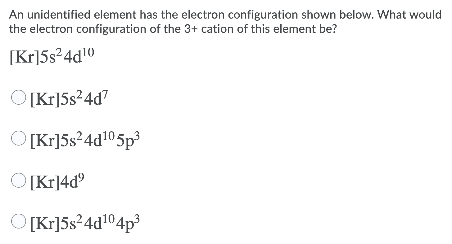 Solved An unidentified element has the electron | Chegg.com