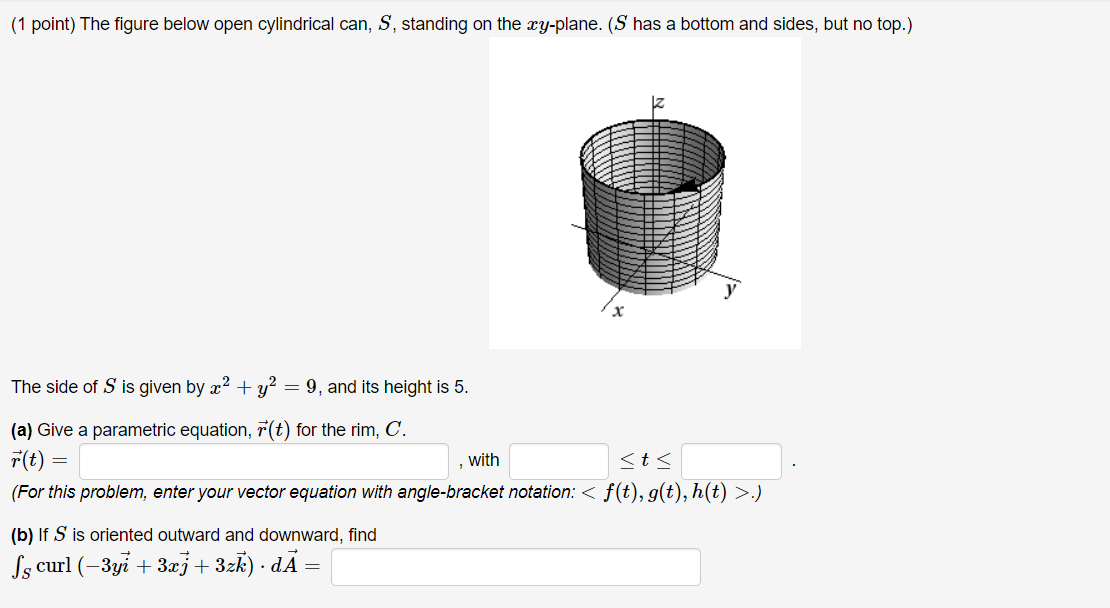 Solved (1 Point) The Figure Below Open Cylindrical Can, S, | Chegg.com