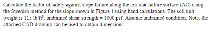 Solved Calculate The Factor Of Safety Against Slope Failure | Chegg.com