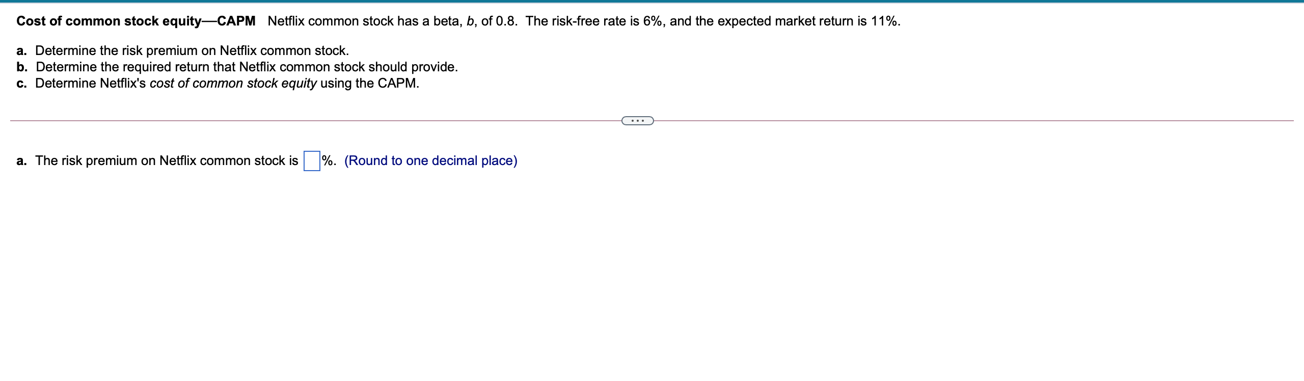 Solved Cost Of Common Stock Equity—CAPM Netflix Common Stock | Chegg.com