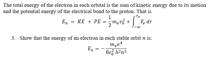 Solved The total energy of the electron in each orbital is | Chegg.com