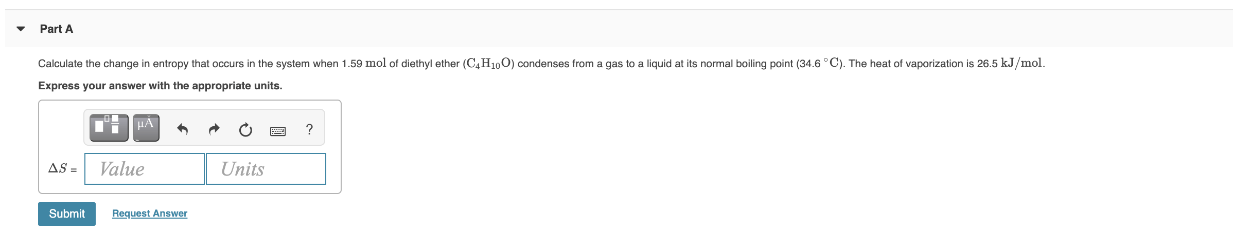 Solved Part A Calculate the change in entropy that occurs in | Chegg.com