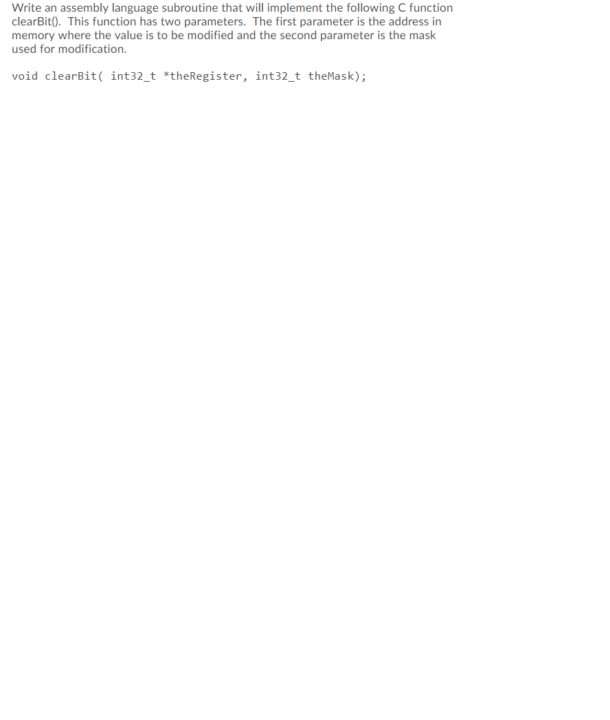 Solved Write an assembly language subroutine that will | Chegg.com
