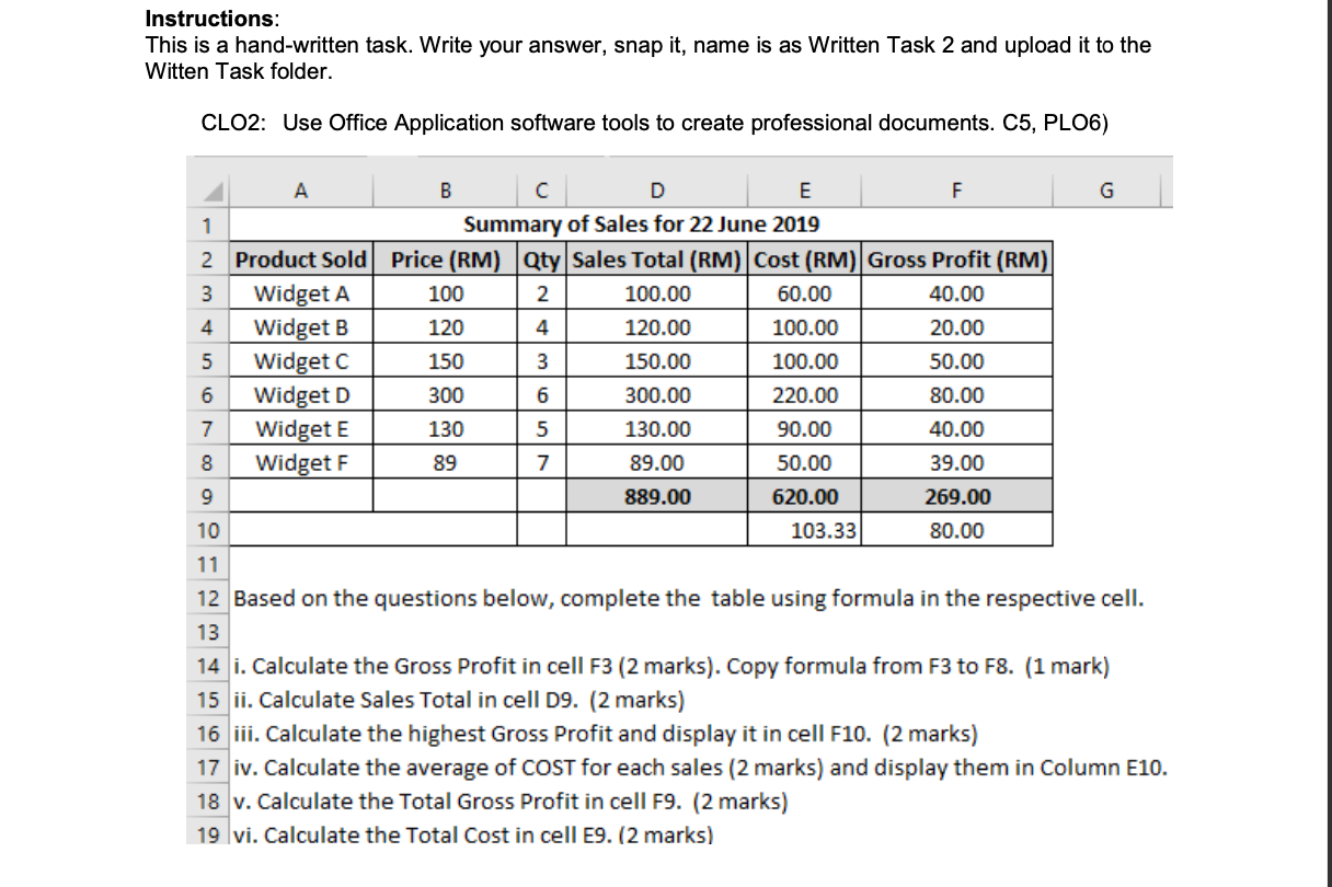 Solved Instructions: This is a hand-written task. Write your | Chegg.com
