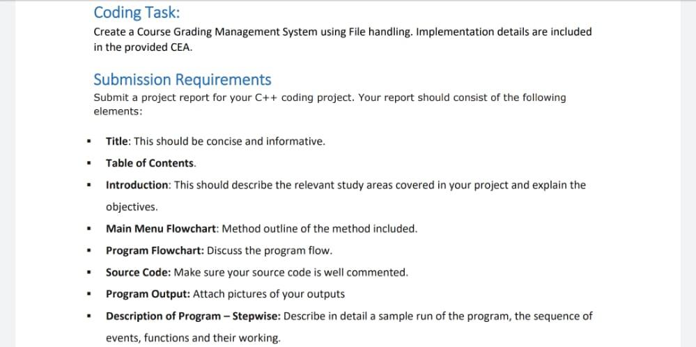 Solved Coding Task: Create a Course Grading Management | Chegg.com