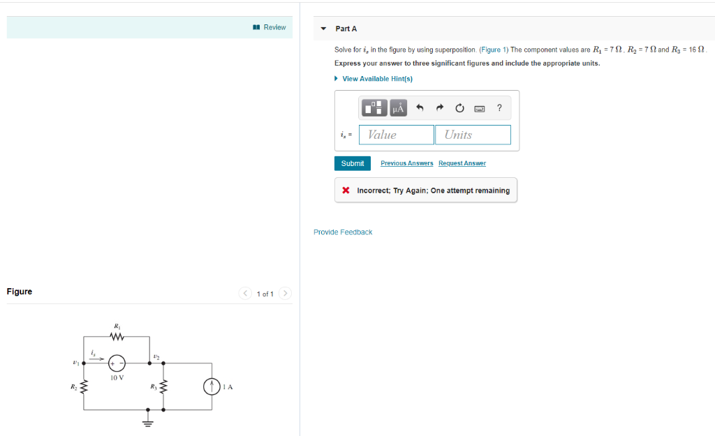Solved Review Part A Solve for i, in the figure by using | Chegg.com