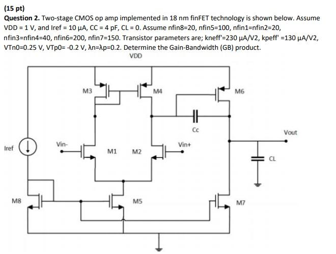 Solved Question 2. Two-stage CMOS Op Amp Implemented In 18 | Chegg.com