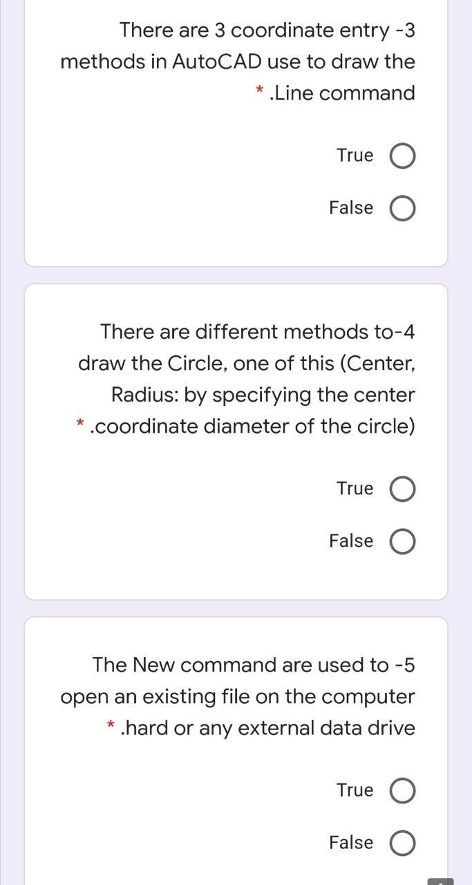 Solved There are 3 coordinate entry-3 methods in AutoCAD use | Chegg.com