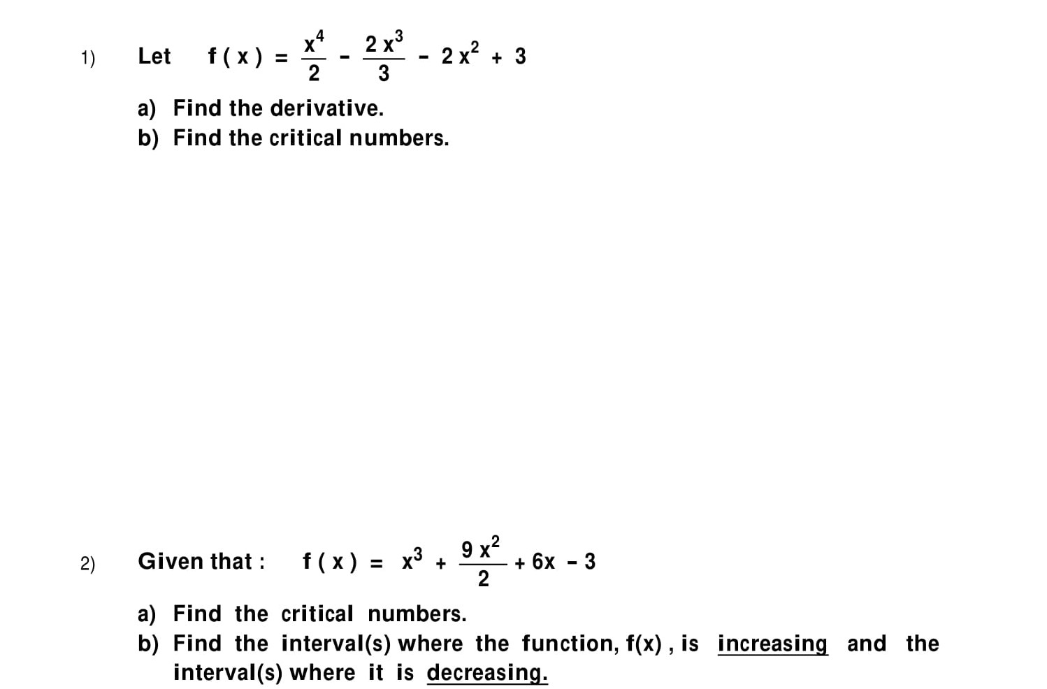 Solved 1 Let F X 2x 2x² 3 A Find The Derivative