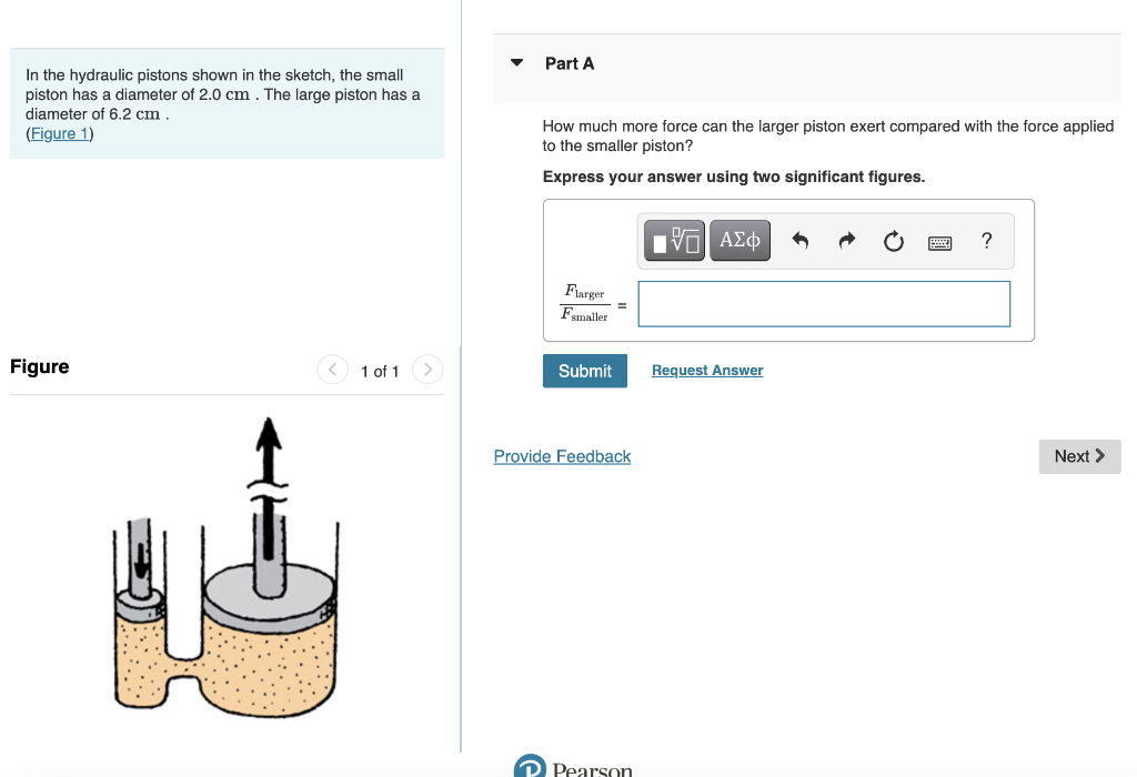 Solved Part A In the hydraulic pistons shown in the sketch, | Chegg.com