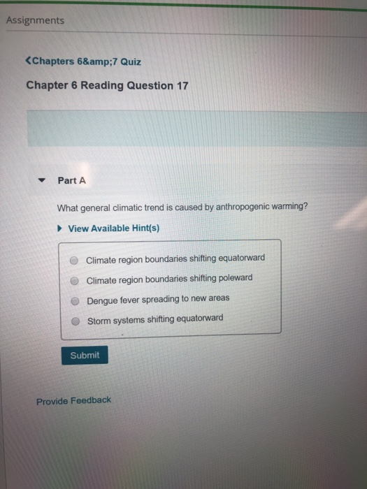 Solved Assignments Chapters 6&7 Quiz Chapter 6 Reading | Chegg.com