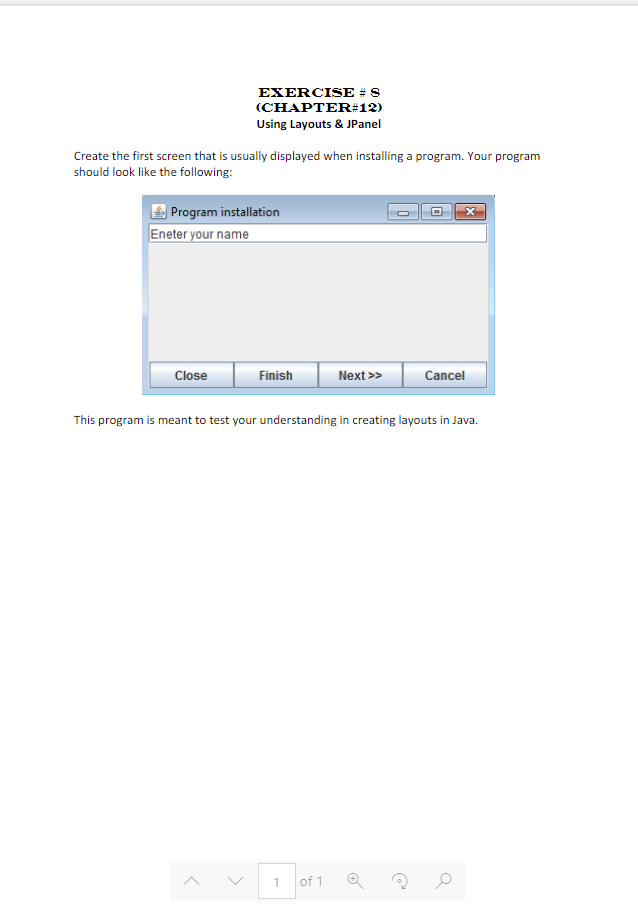 Solved EXERCISES (CHAPTER 12) Using Layouts & JPanel Create | Chegg.com