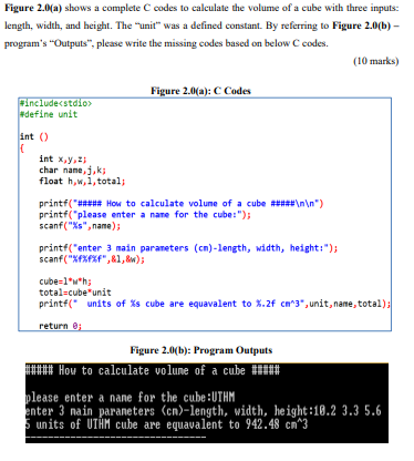 Solved Figure 2.0(a) shows a complete C codes to calculate | Chegg.com