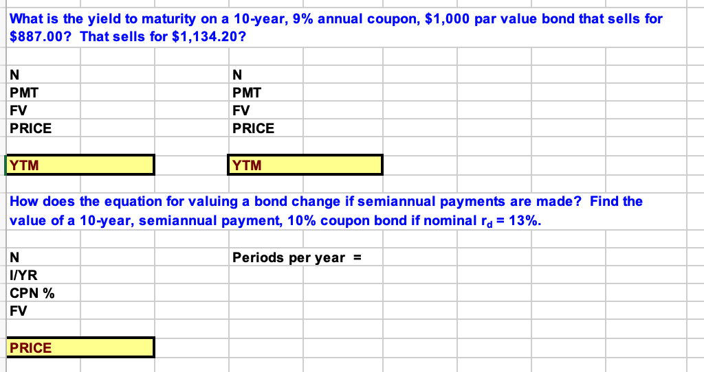 Solved What is the value of a 10year, 1,000 par value bond