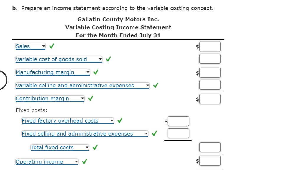 Solved Gallatin County Motors Inc. assembles and sells
