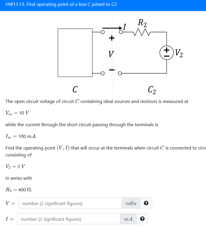 Solved HW13.13. Find operating point of a box C joined to C2